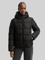TOM TAILOR DENIM Damen Puffer-Jacke mit Kapuze, schwarz, Uni – Bild 4