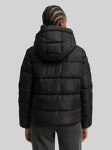 TOM TAILOR DENIM Damen Puffer-Jacke mit Kapuze, schwarz, Uni – Bild 5