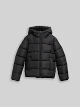 TOM TAILOR DENIM Damen Puffer-Jacke mit Kapuze, schwarz, Uni – Bild 3
