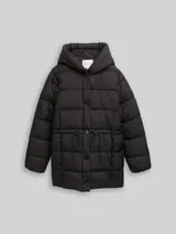 TOM TAILOR DENIM Damen Puffer-Mantel mit Knopfleiste, schwarz, Uni – Bild 3