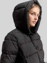 TOM TAILOR DENIM Damen Puffer-Mantel mit Knopfleiste, schwarz, Uni – Bild 6