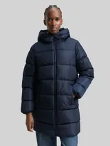 TOM TAILOR DENIM Damen Puffer-Mantel mit Kapuze, blau, Uni – Bild 4