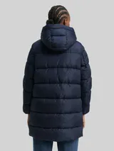 TOM TAILOR DENIM Damen Puffer-Mantel mit Kapuze, blau, Uni – Bild 5