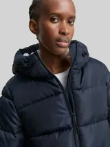 TOM TAILOR DENIM Damen Puffer-Mantel mit Kapuze, blau, Uni – Bild 6