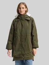 TOM TAILOR DENIM Damen Winter Parka mit Kapuze, grün, Uni – Bild 4