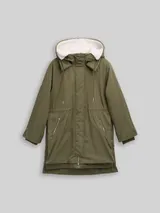 TOM TAILOR DENIM Damen Winter Parka mit Kapuze, grün, Uni – Bild 3