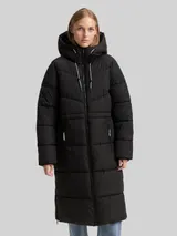 TOM TAILOR DENIM Damen Puffer-Mantel mit Kapuze, schwarz, Uni – Bild 4