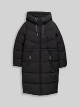TOM TAILOR DENIM Damen Puffer-Mantel mit Kapuze, schwarz, Uni – Bild 3