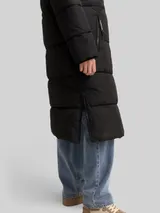 TOM TAILOR DENIM Damen Puffer-Mantel mit Kapuze, schwarz, Uni – Bild 6