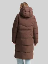 TOM TAILOR DENIM Damen Puffer-Mantel mit Kapuze, braun, Uni – Bild 5