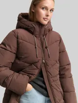 TOM TAILOR DENIM Damen Puffer-Mantel mit Kapuze, braun, Uni – Bild 6
