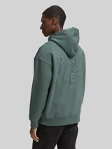 TOM TAILOR DENIM Herren Relaxed Fit Hoodie Sweatshirt mit Rückenprint, grün, Uni – Bild 5