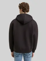 TOM TAILOR DENIM Herren Relaxed Fit Hoodie Sweatjacke aus Scuba, schwarz, Uni – Bild 5