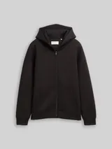 TOM TAILOR DENIM Herren Relaxed Fit Hoodie Sweatjacke aus Scuba, schwarz, Uni – Bild 3