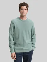 TOM TAILOR Herren Strickpullover aus Baumwolle, grün, Meliert – Bild 4