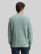TOM TAILOR Herren Strickpullover aus Baumwolle, grün, Meliert – Bild 5