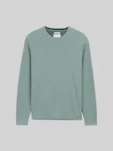 TOM TAILOR Herren Strickpullover aus Baumwolle, grün, Meliert – Bild 3