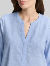 TOM TAILOR Damen Bluse aus Baumwolle, blau, Uni – Bild 6