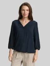 TOM TAILOR Damen Bluse aus Viskose, blau, Uni – Bild 4