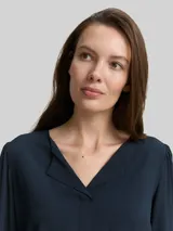 TOM TAILOR Damen Bluse aus Viskose, blau, Uni – Bild 6