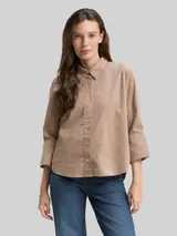 TOM TAILOR Damen Loose Fit Hemdbluse aus Cord, grau, Uni – Bild 4