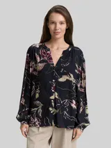 TOM TAILOR Damen Loose Fit Bluse mit Muster, blau, Geblümt – Bild 4