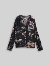 TOM TAILOR Damen Loose Fit Bluse mit Muster, blau, Geblümt – Bild 3