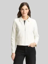TOM TAILOR Damen Regular Fit Jacke mit Reißverschluss, weiß, Uni – Bild 4