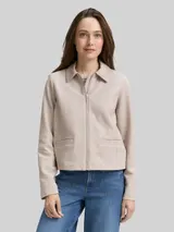 TOM TAILOR Damen Regular Fit Jacke mit Reißverschluss, braun, Meliert – Bild 4