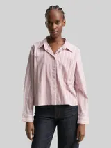 TOM TAILOR DENIM Damen Boxy Fit Hemdbluse mit Streifenmuster, rosa, Gestreift – Bild 4