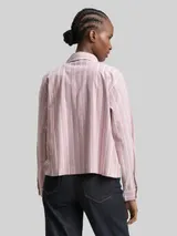 TOM TAILOR DENIM Damen Boxy Fit Hemdbluse mit Streifenmuster, rosa, Gestreift – Bild 5