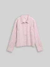 TOM TAILOR DENIM Damen Boxy Fit Hemdbluse mit Streifenmuster, rosa, Gestreift – Bild 3