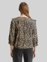 TOM TAILOR DENIM Damen Loose Fit Bluse, braun, Animalprint – Bild 5
