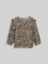 TOM TAILOR DENIM Damen Loose Fit Bluse, braun, Animalprint – Bild 3