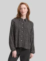 TOM TAILOR DENIM Damen Hemdbluse mit Muster, schwarz, Gepunktet – Bild 4