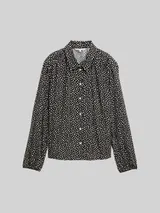 TOM TAILOR DENIM Damen Hemdbluse mit Muster, schwarz, Gepunktet – Bild 3