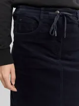 TOM TAILOR Damen Cordrock mit Kordelzug, blau, Uni – Bild 6
