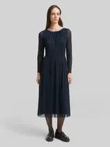 TOM TAILOR Damen Midi-Meshkleid mit Muster, blau, Gemustert – Bild 4