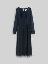 TOM TAILOR Damen Midi-Meshkleid mit Muster, blau, Gemustert – Bild 3