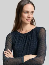 TOM TAILOR Damen Midi-Meshkleid mit Muster, blau, Gemustert – Bild 6