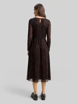 TOM TAILOR Damen Midi-Meshkleid mit Muster, braun, Animalprint – Bild 5