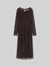 TOM TAILOR Damen Midi-Meshkleid mit Muster, braun, Animalprint – Bild 3