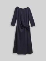 TOM TAILOR Damen Jersey Midi-Kleid mit Knoten-Detail, blau, Uni – Bild 3