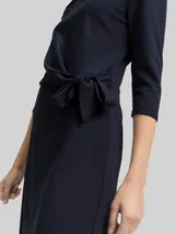 TOM TAILOR Damen Jersey Midi-Kleid mit Knoten-Detail, blau, Uni – Bild 6