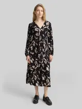TOM TAILOR Damen Midi-Wickelkleid mit Muster, braun, Animalprint – Bild 4