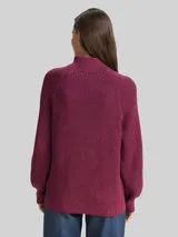 TOM TAILOR Damen Loose Fit Strickpullover mit Stehkragen, rot, Uni – Bild 5