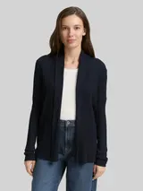 TOM TAILOR Damen Cardigan mit Schalkragen, blau, Uni – Bild 4