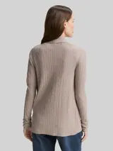 TOM TAILOR Damen Cardigan mit Schalkragen, braun, Meliert – Bild 5