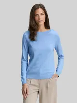 TOM TAILOR Damen Strickpullover mit U-Boot-Ausschnitt, blau, Uni – Bild 4