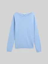 TOM TAILOR Damen Strickpullover mit U-Boot-Ausschnitt, blau, Uni – Bild 3